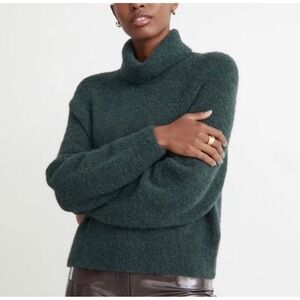 & Other Stories Alpaca Blend Turtleneck Sweater Soft Pullover Forest Green‎ XS